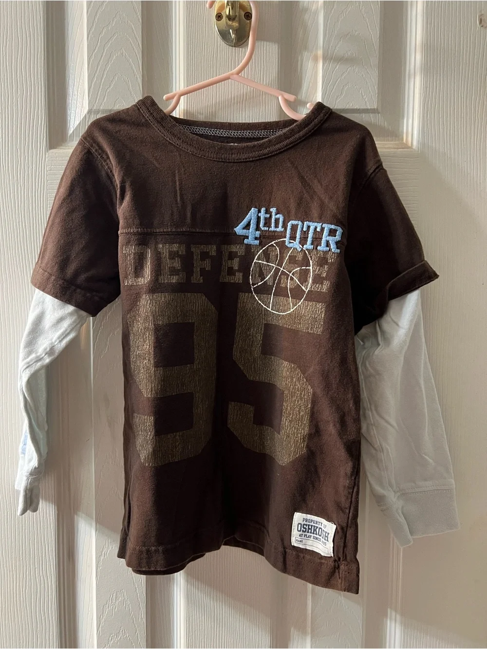OshKosh B'gosh Boys 6 Brown Layered-Look Kids Basketball Tee